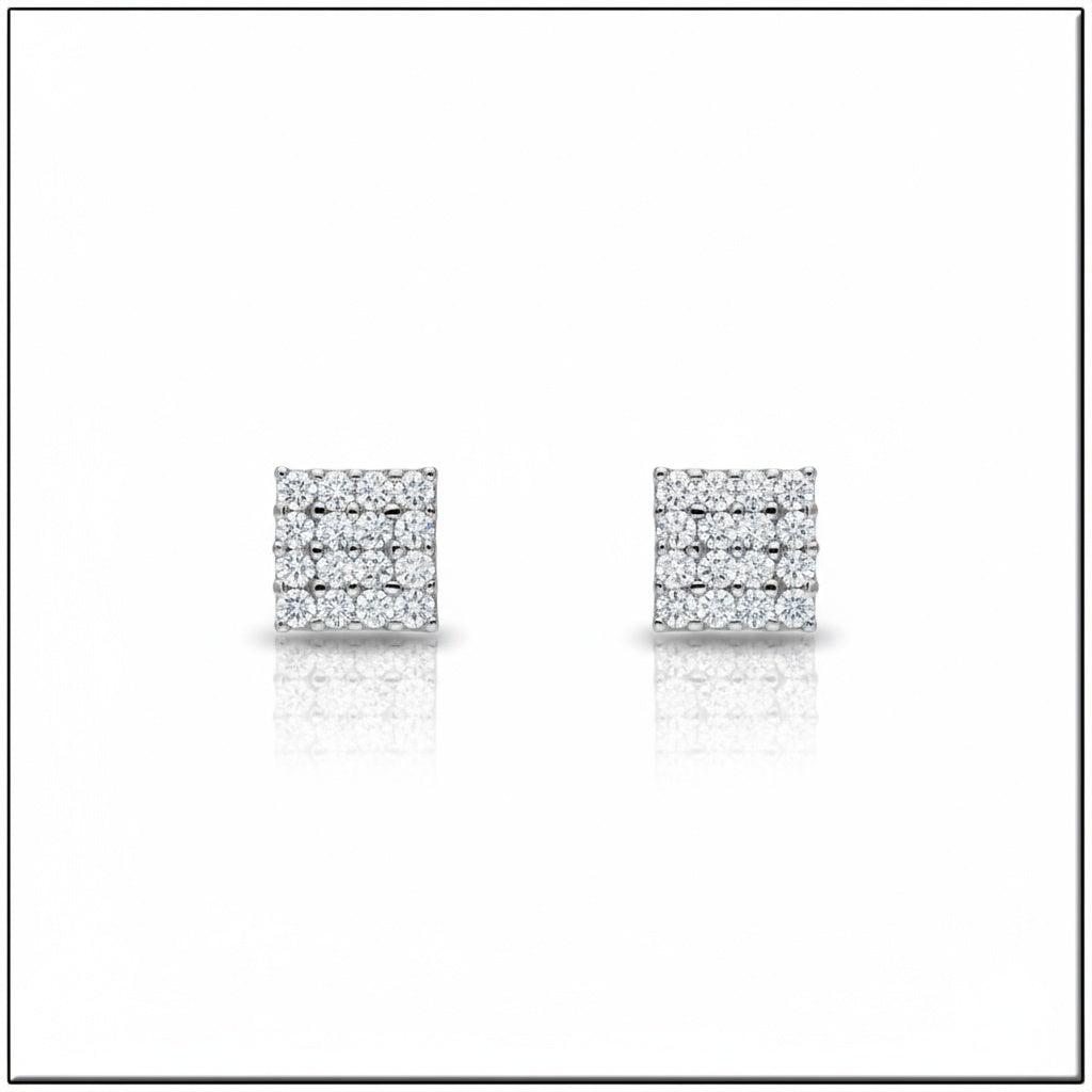 PENDIENTES ORO BLANCO 18KL CUADRADO