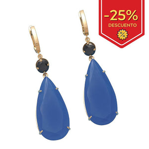 PENDIENTES EN ORO DE 18KL ONIX AZUL