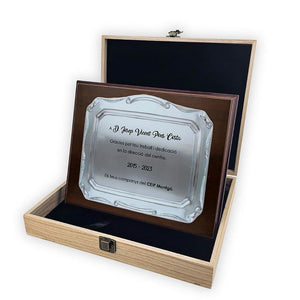 PLACA HOMENAJE ALUMINIO 26X21 - 21X18