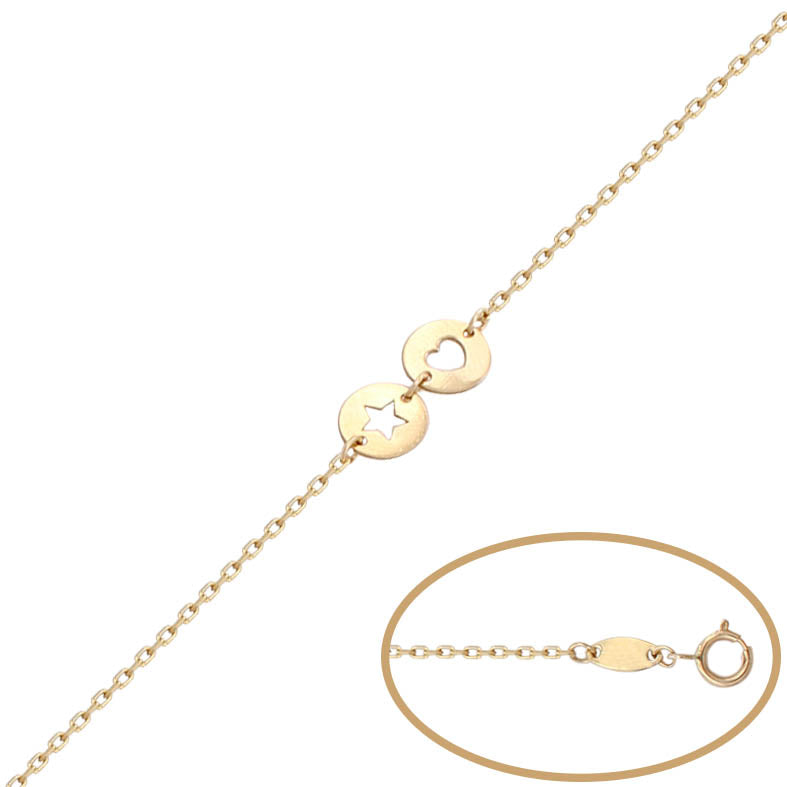 PULSERA ESTRELLA + CORAZON ORO 18KL