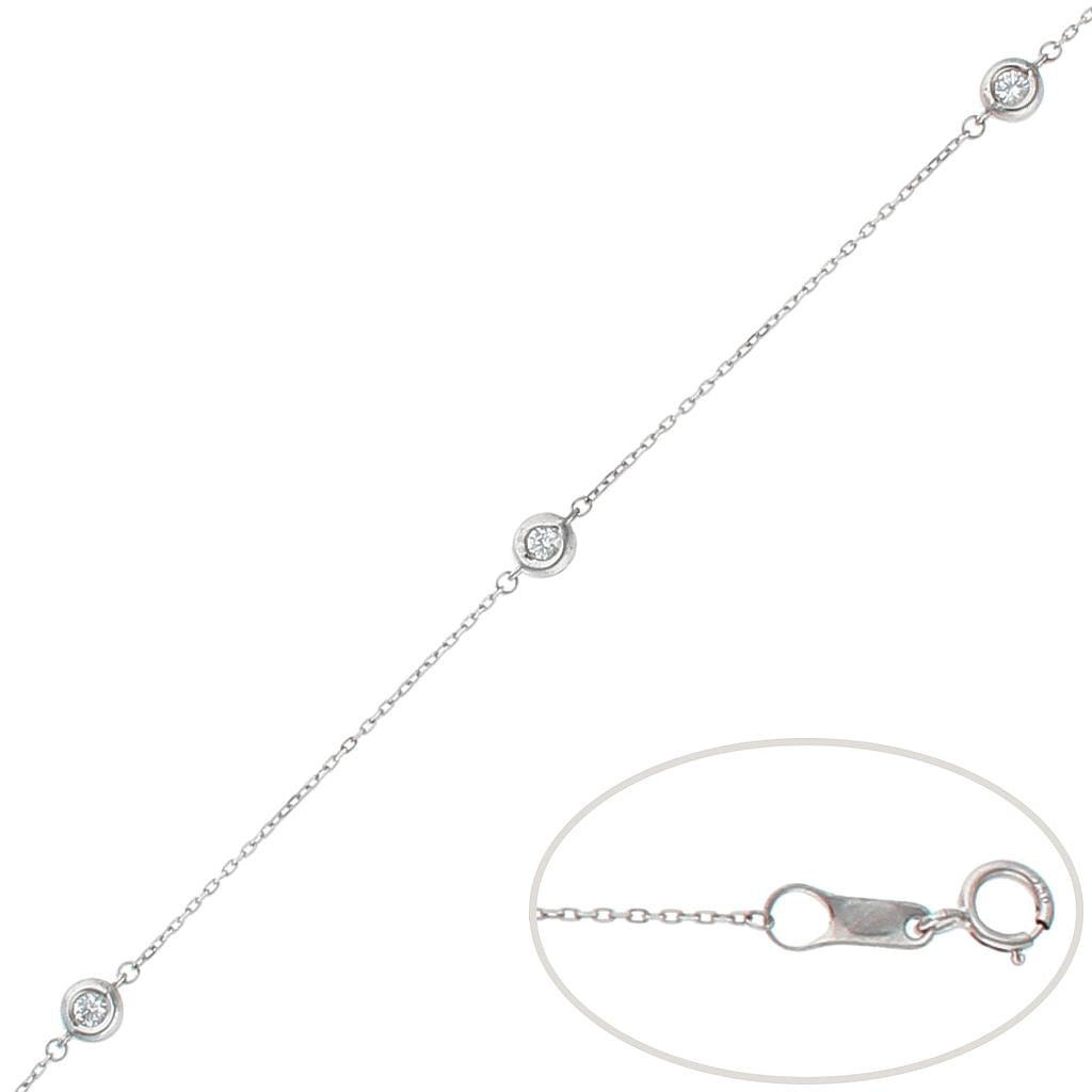 PULSERA ORO BLANCO 18KL CHATONES - 4MM