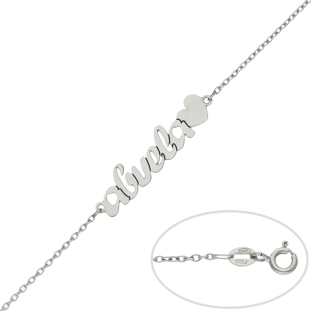 PULSERA ORO BLANCO 18KL ABUELA + CORAZON