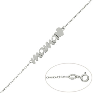 PULSERA ORO BLANCO 18KL MAMA + CORAZON