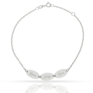 PULSERA ORO BLANCO 18KL CHAPAS OVALADAS