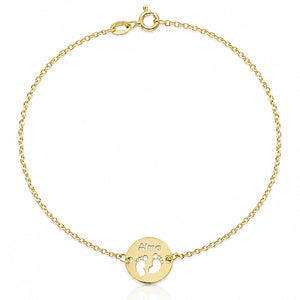 PULSERA ORO 18KL PIES + NOMBRE - 12MM