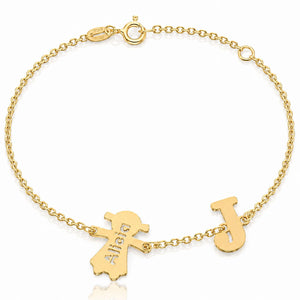PULSERA ORO 18KL NIÑA + INICIAL