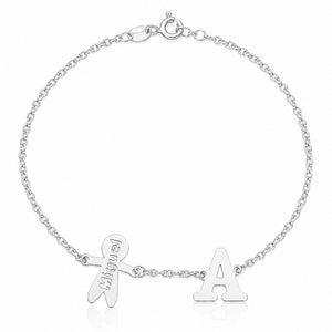 PULSERA ORO BLANCO 18KL NIÑO + INICIAL