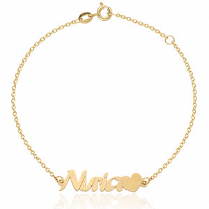 PULSERA ORO 18KL NOMBRE + CORAZON