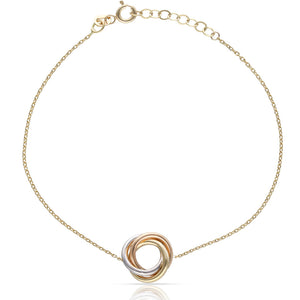 PULSERA ORO 18KL AROS TRICOLOR
