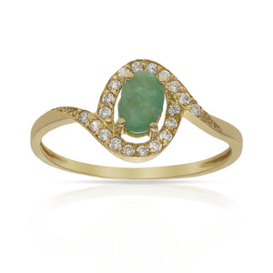 SORTIJA ORO 18KL ESMERALDA FINA CIRCONITAS
