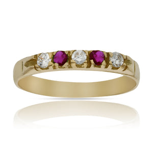 SORTIJA ORO 18KL RUBIES FINOS + CIRCONITAS
