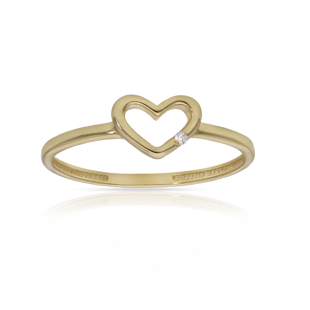 SORTIJA ORO 18KL CORAZON + CIRCONITA