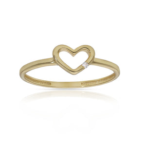 SORTIJA ORO 18KL CORAZON + CIRCONITA