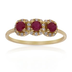 SORTIJA ORO 18KL RUBIES FINOS + CIRCONITAS