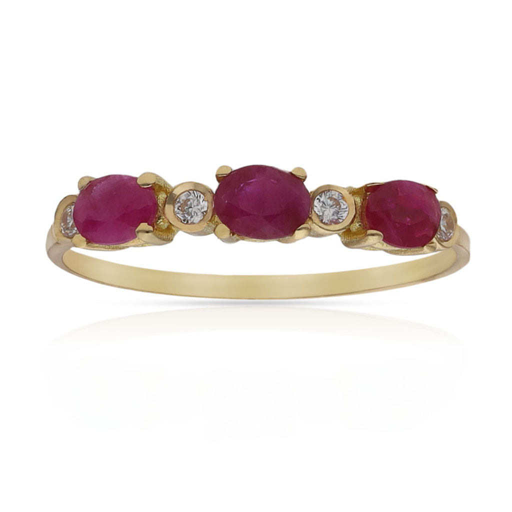 SORTIJA ORO 18KL RUBIES FINOS + CIRCONITAS