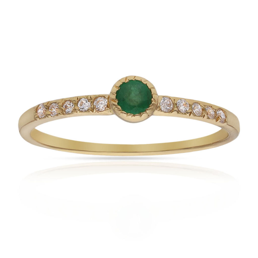 SORTIJA ORO 18KL ESMERALDA FINA + CIRCONITAS