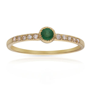 SORTIJA ORO 18KL ESMERALDA FINA + CIRCONITAS