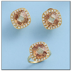 SORTIJA ORO 18KL CIRCONITAS + PIEDRA COLOR