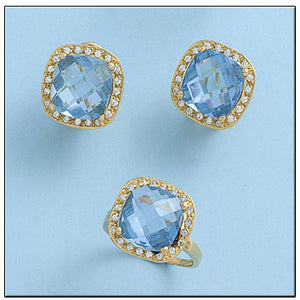 SORTIJA ORO 18KL CIRCONITAS + PIEDRA COLOR