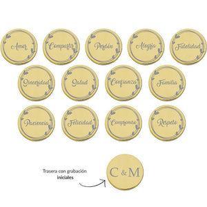 ARRAS PERSONALIZADAS PALABRAS ACERO DORADO