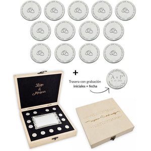 ARRAS PERSONALIZADAS ALIANZAS · ACERO PLATEADO + ESTUCHE MADERA + BANDEJA