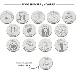 ARRAS PERSONALIZADAS BODA HOMBRE + HOMBRE · ACERO PLATEADO