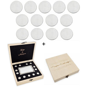 ARRAS PERSONALIZADAS DISEÑO EXCLUSIVO · ACERO PLATEADO + ESTUCHE MADERA + BANDEJA