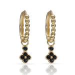 AROS ORO 18KL FLOR CIRCONITAS NEGRAS