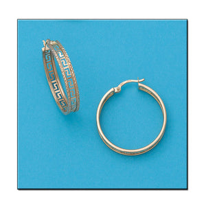 AROS ORO 18KL GRECA  -25MM - Peso: 5.70 gr 