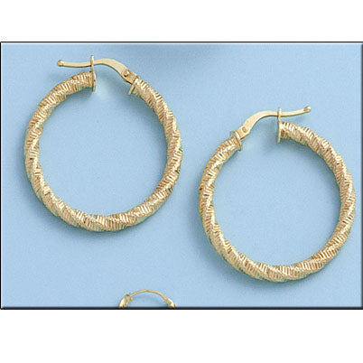 AROS ORO 18KL RIZADOS - 25MM - Peso: 2.30 gr 