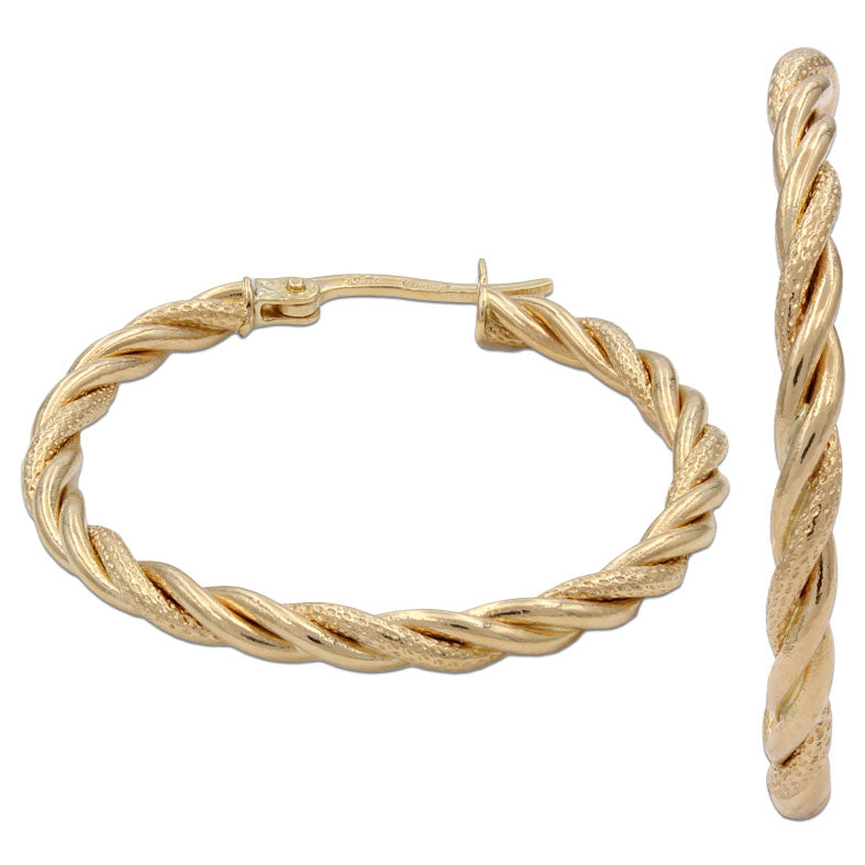 AROS ORO 18KL RIZADOS- 25MM - Peso: 3.20 gr 