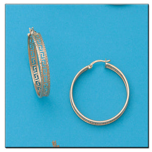 AROS ORO 18KL TALLADOS GRECA - 30MM - Peso: 6.65 gr 