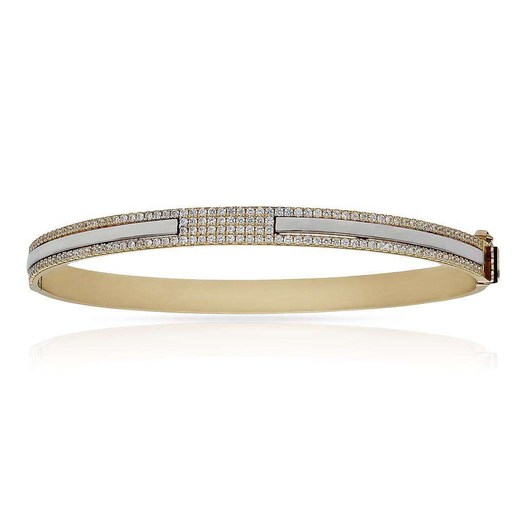 BRAZALETE ORO 18KL BICOLOR CIRCONITAS - Peso: 10.05 gr 