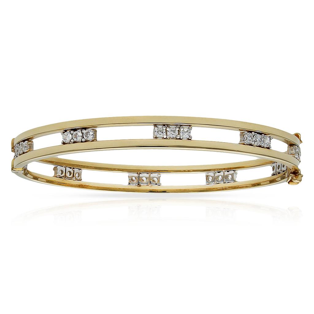 BRAZALETE ORO 18KL BICOLOR CIRCONITAS - Peso: 11.55 gr 