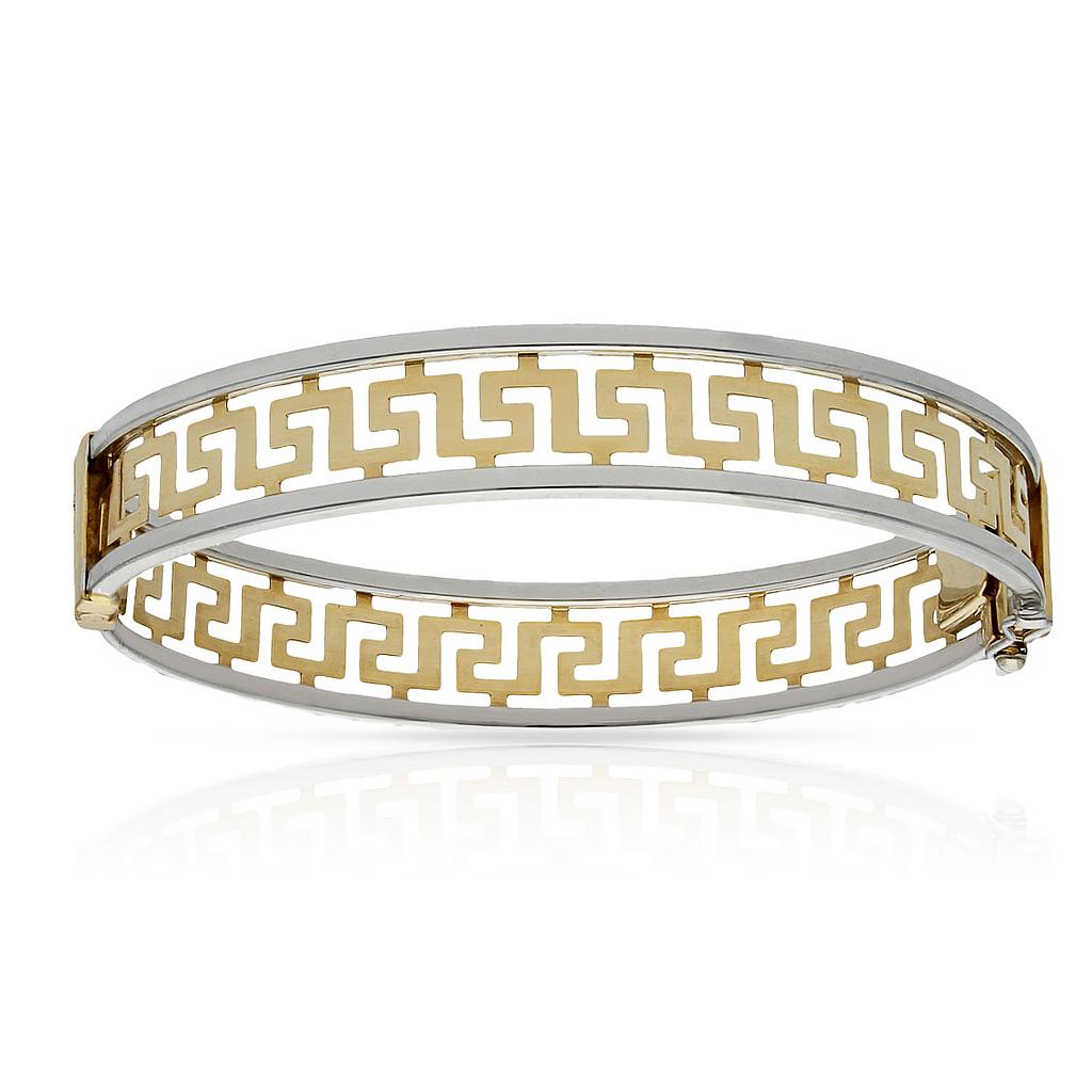 BRAZALETE ORO 18KL GRECA BICOLOR - Peso: 17.90 gr 