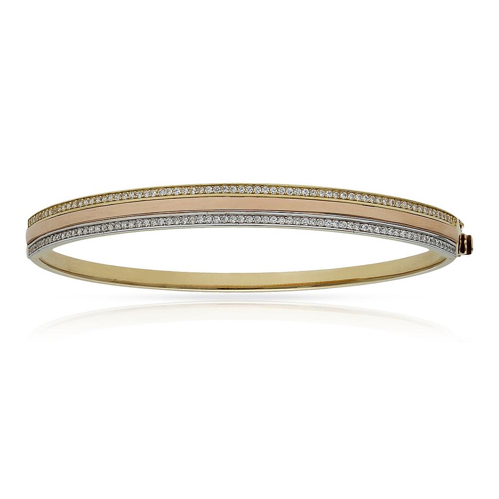 BRAZALETE ORO 18KL TRICOLOR CIRCONITAS - Peso: 9.55 gr 