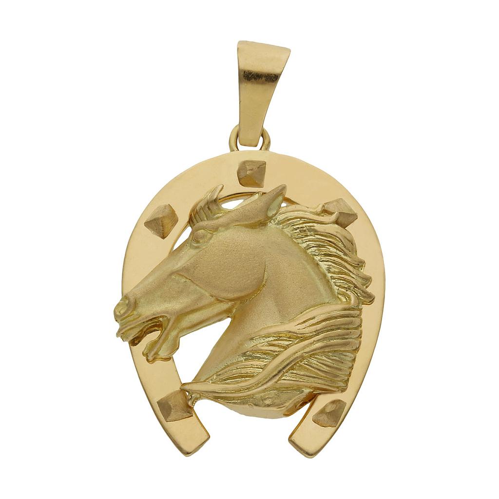 CABEZA ORO 18KL  CABALLO Y HERRADURA - Peso: 8.90 gr 
