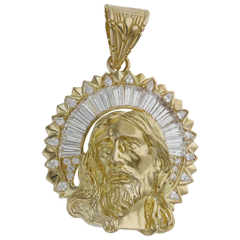CABEZA ORO 18KL CRISTO CIRCONITAS - 41x49MM - Peso: 29.25 gr 