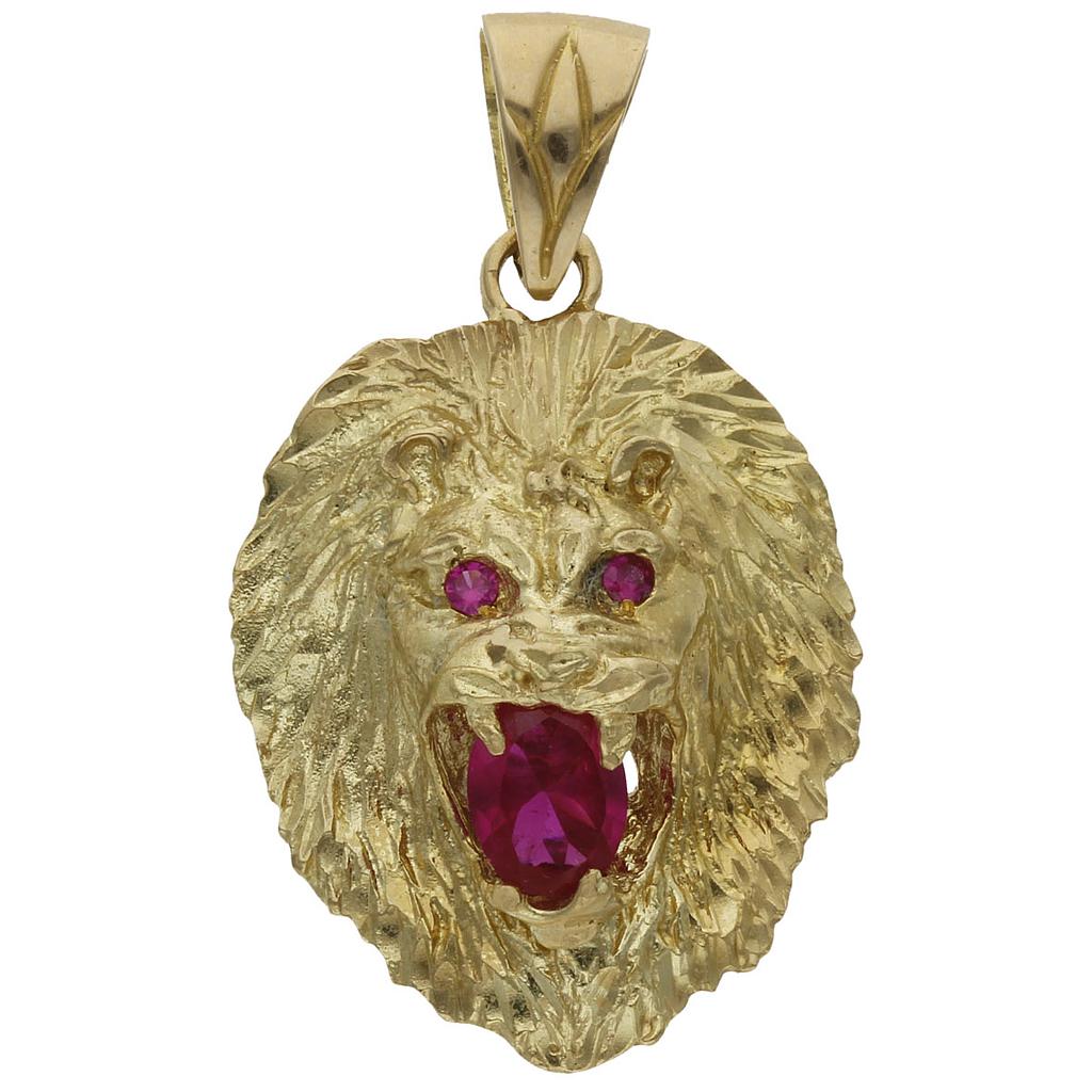 CABEZA ORO 18KL LEON - 26x35MM - Peso: 11.50 gr 