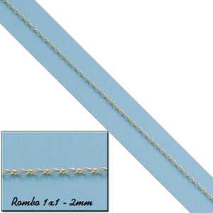 CADENA ROMBO 1X1 ORO 18KL - Longitud - Peso: 60cm-2.60 gr 