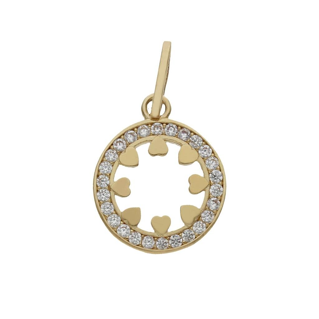 COLGANTE ORO 18KL CORAZONES CIRCONITAS - 12MM