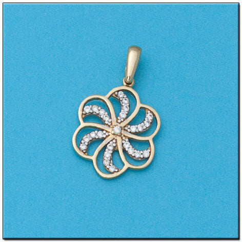 COLGANTE ORO 18KL FLOR CIRCONITAS