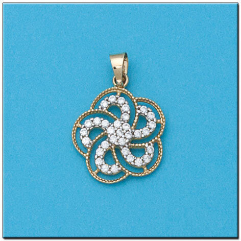 COLGANTE ORO 18KL FLOR CIRCONITAS