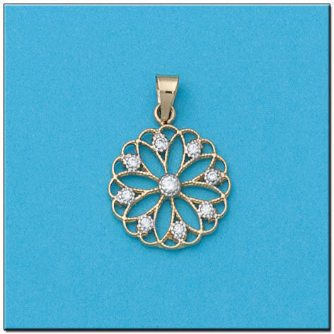 COLGANTE ORO 18KL FLOR CIRCONITAS