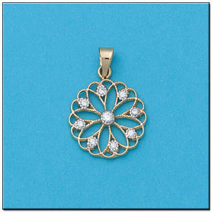 COLGANTE ORO 18KL FLOR CIRCONITAS