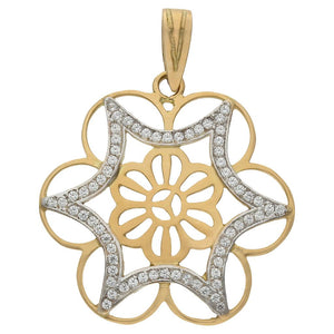 COLGANTE ORO 18KL FLOR CIRCONITAS - 26MM - Peso: 3.15 gr 