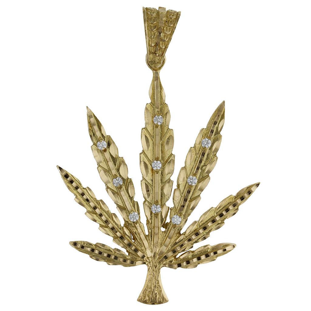 COLGANTE ORO 18KL HOJA MARIHUANA - Peso: 13.05 gr 