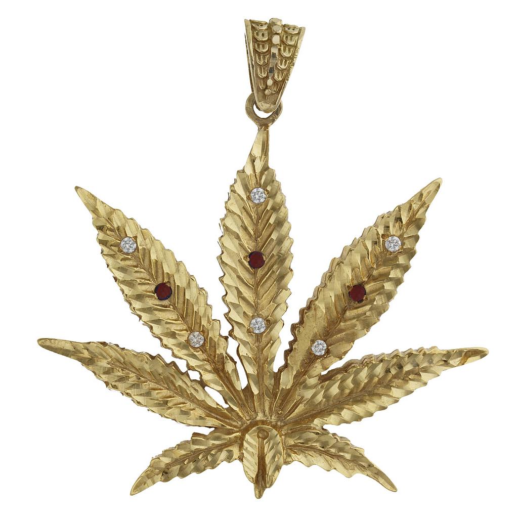 COLGANTE ORO 18KL HOJA MARIHUANA - Peso: 27.30 gr 