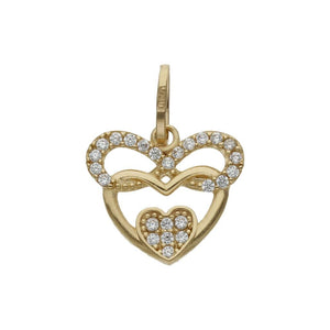 COLGANTE ORO 18KL INFINITO + CORAZONES CIRCONITAS - 14x12MM