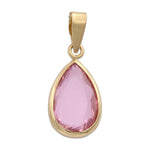 COLGANTE ORO 18KL LAGRIMA PIEDRA ROSA